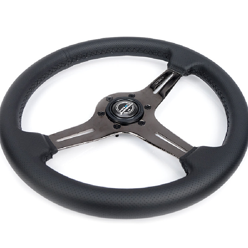 Lightweight Simulator Steering Wheel Blitz In Black Chrome Side View
