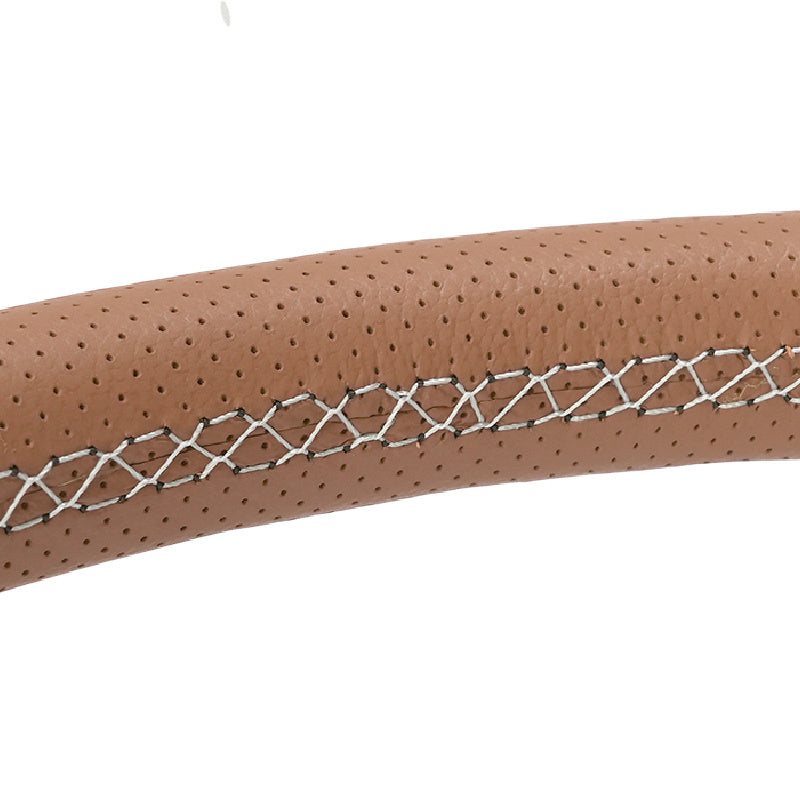 NRG Innovations Classic 380mm Brown Leather Steering Wheel close up