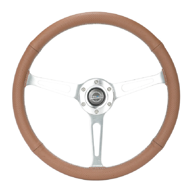 NRG Innovations Classic 380mm Brown Leather Steering Wheel main view