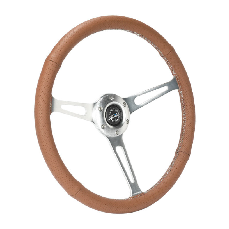 NRG Innovations Classic 380mm Brown Leather Steering Wheel side view