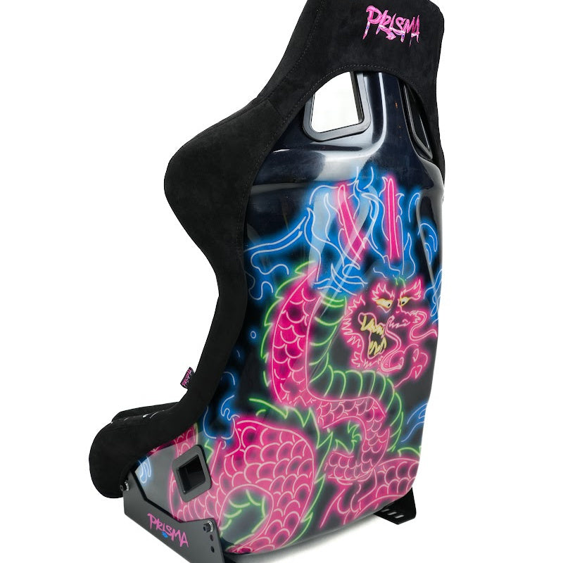 NRG Innovations Dragon Bucket Seat Large Black Back Angle