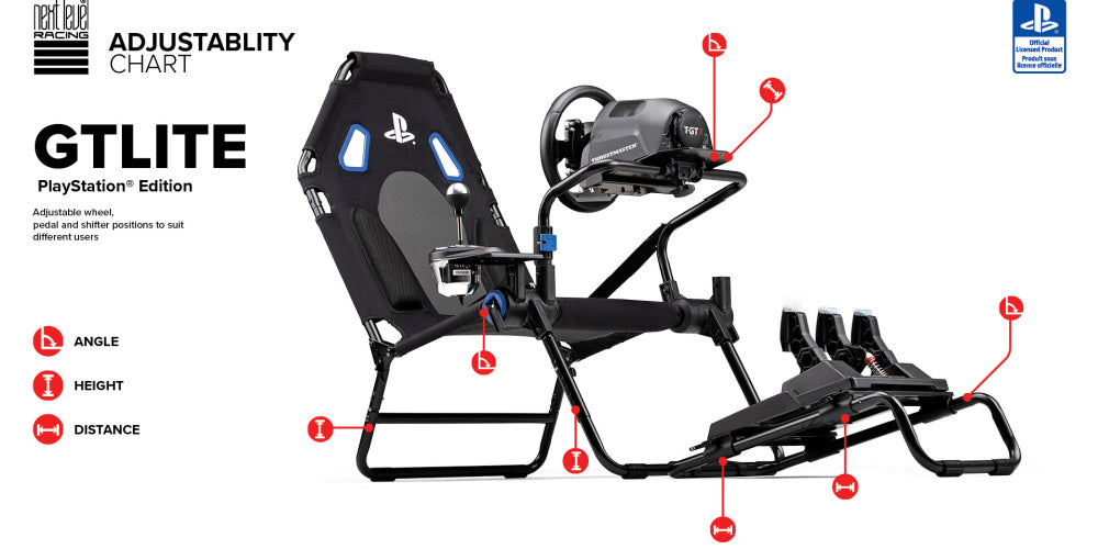Next Level Racing GT Lite Foldable Simulator Cockpit - Play Station Labeled View