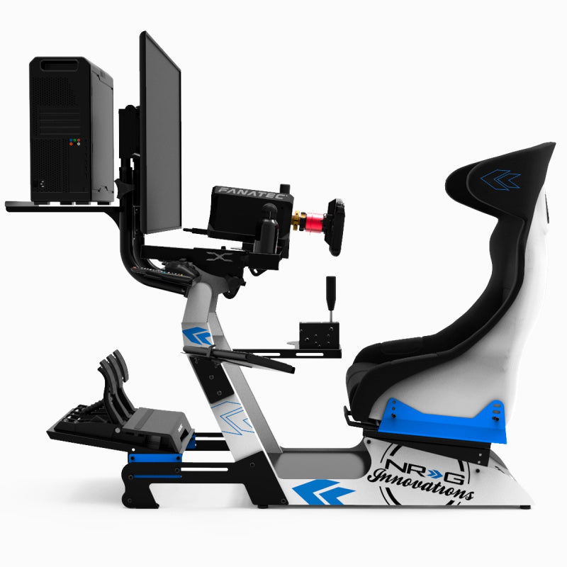 Racing Simulator Stand Cockpit Side view with Product Examples