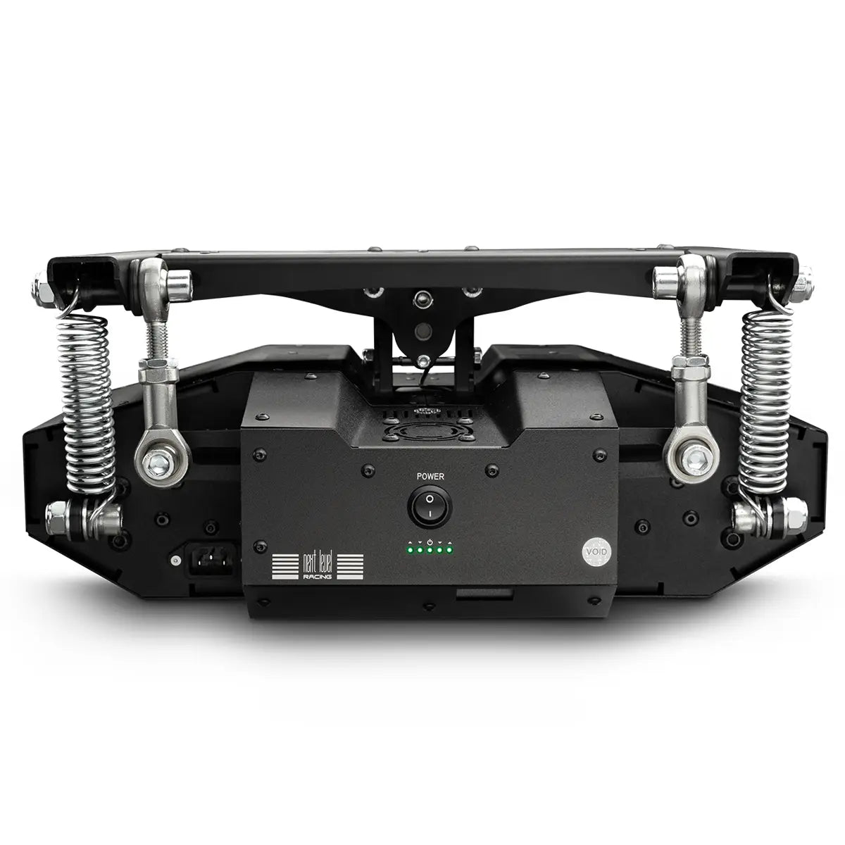 frontal profile showing black body for next level motion platform v3 and green power lights