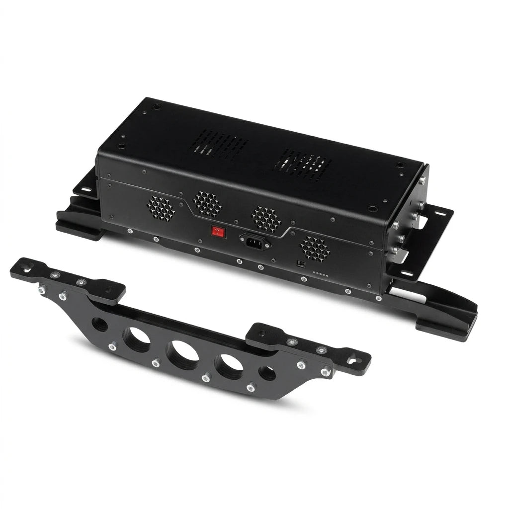 full body shot of motion platform plus with included mounting bracket separated from main motion unit