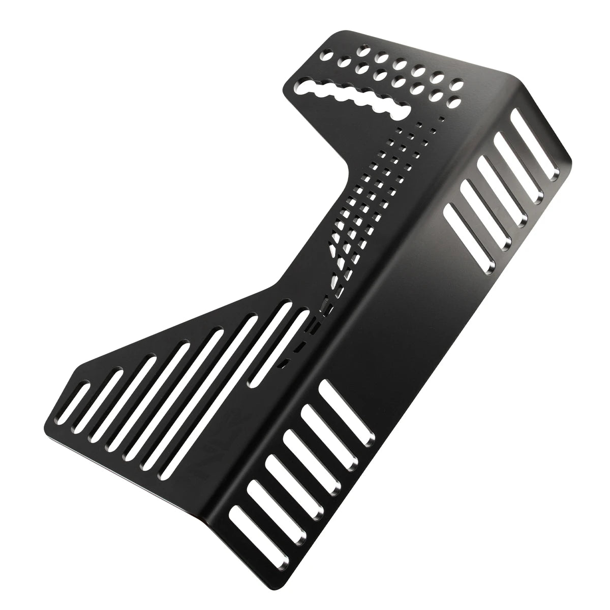 powder coated fgt elite 160 seat bracket, slotted for universal sim racing seat compatibility and fitment
